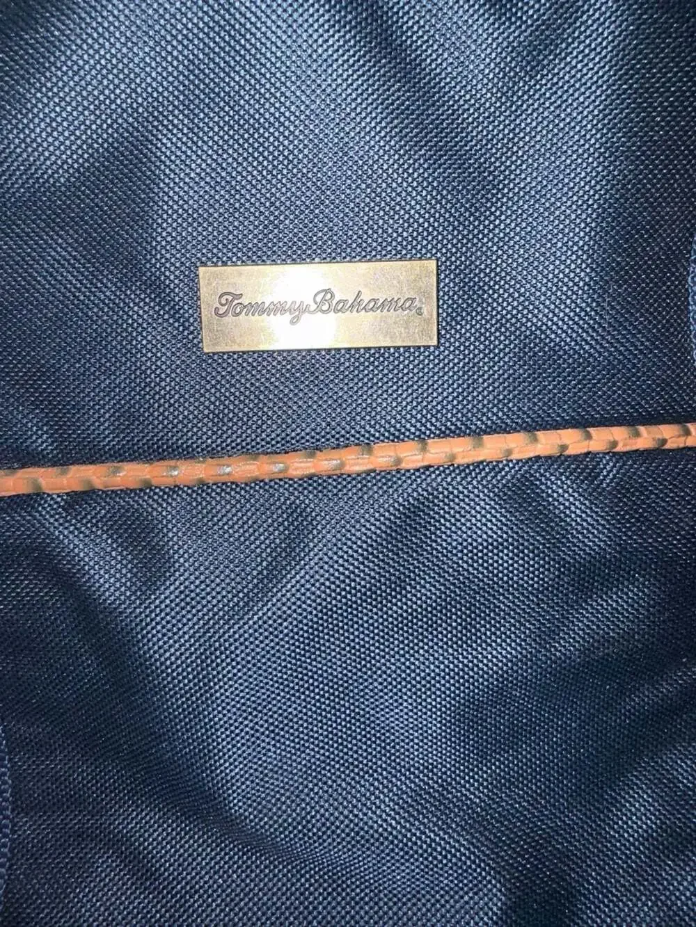 Tommy Bahama Navy Blue Canvas Weekender Duffel Travel Bag